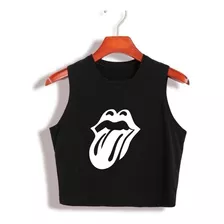 Regata Cropped The Rolling Stones Grande Logo Banda Rock