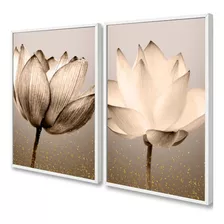 Quadros Decorativos Flores Bege Modernos Sala Quarto Casa