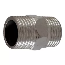 10 Conexão Niple 1/2 Rosca Macho Duplo Aço Inox 304 Bsp