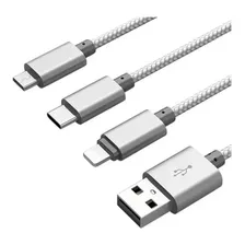 Cable Carga Rapida 3 En 1 Philco Micro Usb+usb-c+lighting