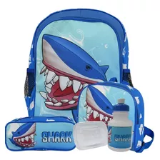 Kit Mochila De Costas Infantil Tam G Tubarão