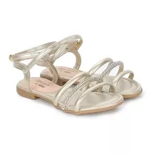 Sandália Feminina Kidy Flat Tira Tornozelo Dourada 146-0156