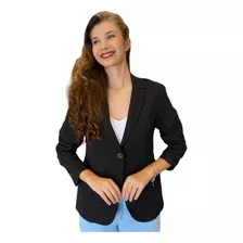 Blazer Feminino Casaco Social Forrado Alfaiataria Preto