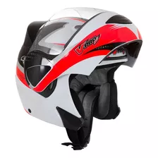 Capacete Para Moto Escamoteável Pro Tork V-pro Jet 2 Branco E Vermelho Jet 2 Tamanho 60 