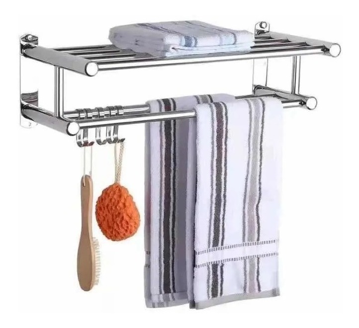 Toallero Repisa Organizador Para Baño 60cm Estante Acero 