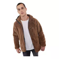 Polerón Hombre Peludo Liso Full Zipper Camel Corona