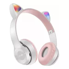 Auriculares Inalambricos Bluetooth Luces Led Orejas Gatito Color Gris Color De La Luz Rgb