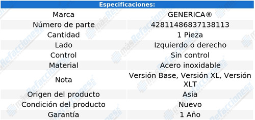 Espejo Ford Pu 1988 89 90 1991 1992 1993 Inoxidable Izq Xry Foto 2