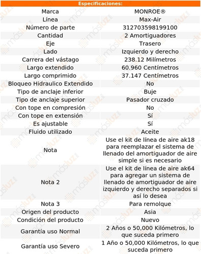 Kit 2 Amortiguadores Neumticos Tra Max-air S15 Jimmy 83/91 Foto 3