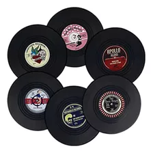 Juego De Posavasos Diseño Discos De Vinilo Retro 6 Piezas