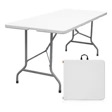 Mesa Plegable Tipo Maleta Blanca Lavable Multiuso 180cm