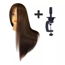 Cabeça Manequim Com Suporte P/treina Mista 70% Cabelo Humano