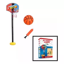 Kit Completo Basquete Infantil Bola Suporte Bombinha