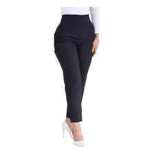 Pantalon De Vestir Tiro Alto Con Pinzas Elegante