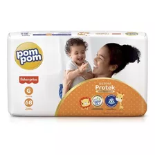 Fralda Descartável Pom Pom Derma Protek Hiper Pacotão M G Xg