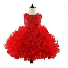 Vestido Infantil Vermelho Festa Luxo Pronta Entrega