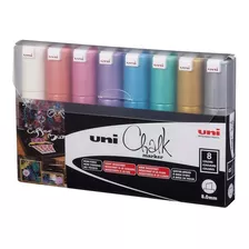 Marcadores Uni Chalk 8k - 8 Colores Metálicos Tiza Líquida