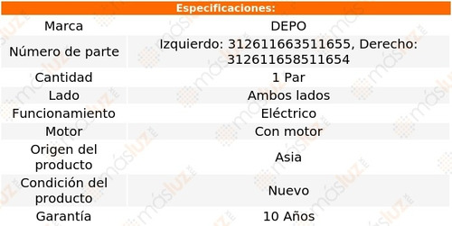 Kit Faros Delanteros Electrico C/motor P/halog Audi A1 11/15 Foto 4