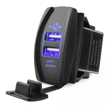 Cargador Adaptator Toma Usb Auto Doble Usb Embutir 12v 24v Color Azul