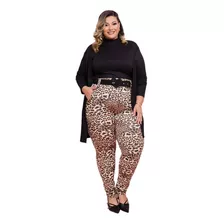 Blusa Feminina + Cardigan + Calça Plus Size + Cinto 4 Peças 