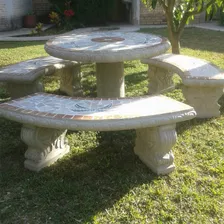 1 Juego De Mesa Y Bancas De Concreto Para Jardin Palmeras, D