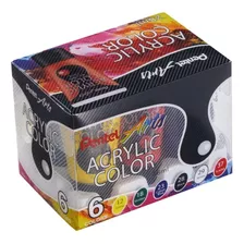 Tinta Acrílica Acrylic Colour Kit Com 6 Unidades - Pentel