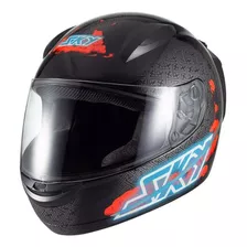 Capacete Sky Two Samurai Preto Vermelho Fechado Moto Motoboy