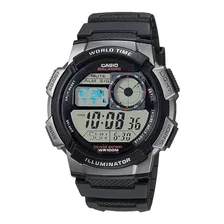 Reloj Pulsera Casio Youth Series Ae-1000 De Cuerpo Color Gris, Digital, Para Hombre, Fondo Negro, Con Correa De Resina Color Negro, Dial Negro, Subesferas Color Gris, Minutero/segundero Negro, Bisel C