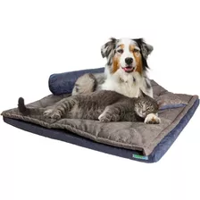 Cama Restistente Colchonete Anti Mordida Rasgo Cães Gatos Cor Azul/cinza