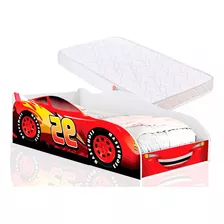 Cama Carro Mcqueen Vermelho Com Colchão Infantil Envio Full