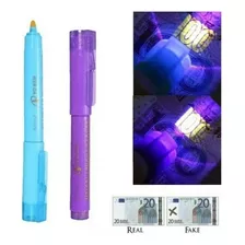 Kit Com 10 Canetas P/ Identificar Notas Dinheiro Falsas Cor Azul/roxo