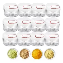 12 Mini Processador Manual Triturador 2 Lâminas Inox Atacado