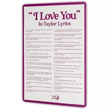 I Love You In Music Taylor Letras Metal Tin Sign Posters Mer
