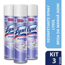 Kit Com 3 Lysol Spray Uso Geral Brisa Da Manhã 360ml