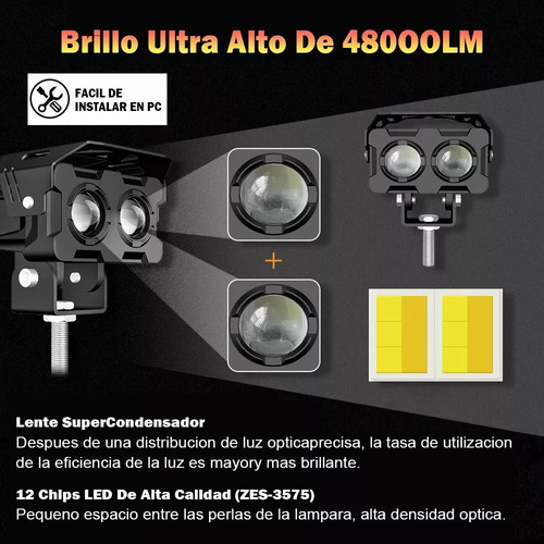 Par Faros Auxiliares Led Alta/baja Luz 120w Para Auto Moto Foto 4