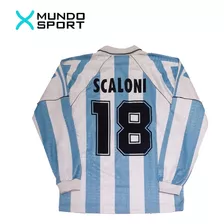 Camiseta Titular Argentina 1996 Mangas Largas #18 Scaloni