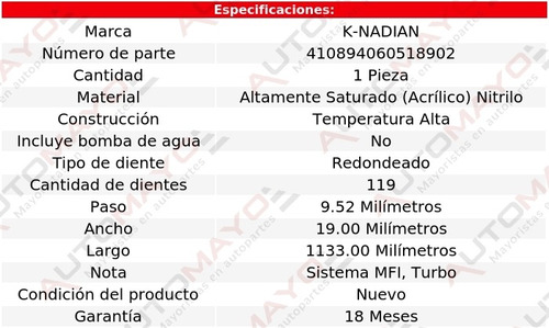 Banda Distribucion K-nadian Subaru Rx H4 1.8l 85-89 Foto 3