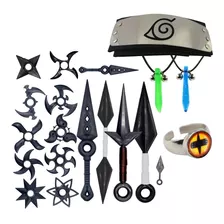 Combo Minato Kit Kunai + Bandana Folha + Colar + Anel Kyuubi