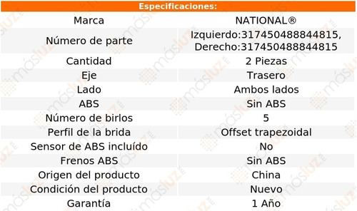 2- Mazas Traseras Sin Abs Saturn L300 2001/2003 National Foto 5