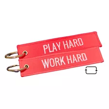 Chaveiro Bordado Play Hard / Work Hard - Envio Rápido