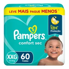 Pampers Confort Sec Fraldas Descartáveis 60 Unidades Xxg