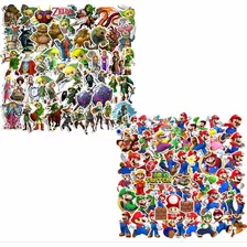 50 Adesivos De Mario Luigi + 50 Zelda Link 100 Unidades Pcs