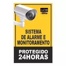 2 Placas De Segurança -alarme E Monitoramento 24 Horas 20x3