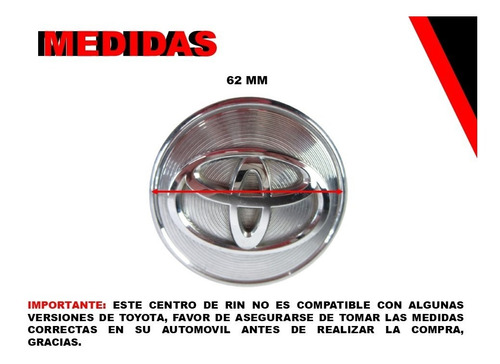 Kit 4 Centros De Rin Toyota  Sienna 11-20 62 Mm Corrugados Foto 5