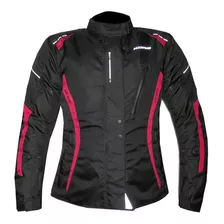 Campera Kore Tj-1128 Dama - Negro Con Rojo/con Protecciones