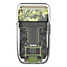 Afeitadora Barbera Militar Kemei Tx7 Inalámbrica Pantalla Color Verde 110v/240v