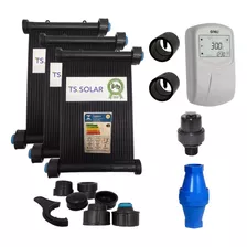 Kit Aquecedor Solar Piscina 15 Placas Rosca 3m + Cdt + Válv