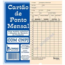 Impresso Cartão De Ponto Mensal Palha 86x180mm Pct Com 100