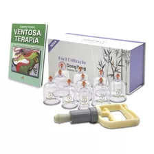 Kit Ventosas 10 Copos Nova Terapêuticas Massagem + Livro