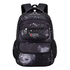 Mochila Espaço Fichario Porta Garrafa E Notebook Cor Preto Desenho Do Tecido Liso